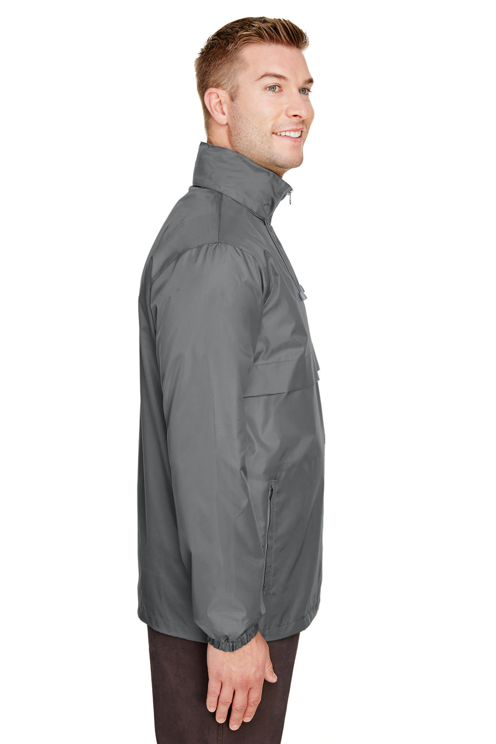 Team 365 TT73 Mens Zone Protect Water Resistant Full Zip Hooded Jacket Graphite Grey Model Side