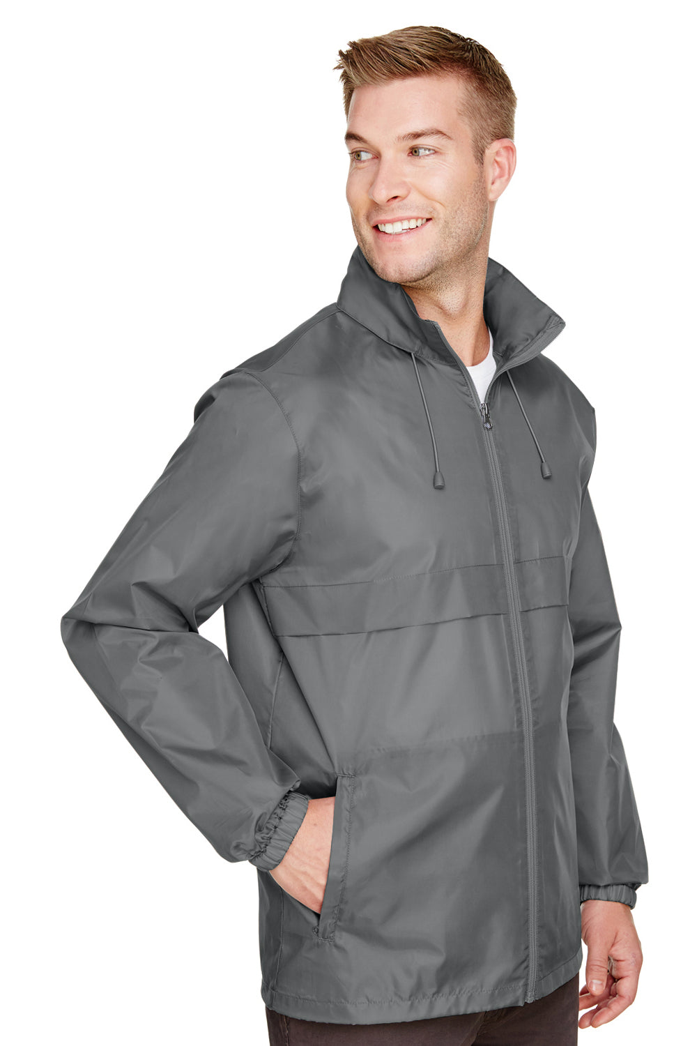 Team 365 TT73 Mens Zone Protect Water Resistant Full Zip Hooded Jacket Graphite Grey Model 3q