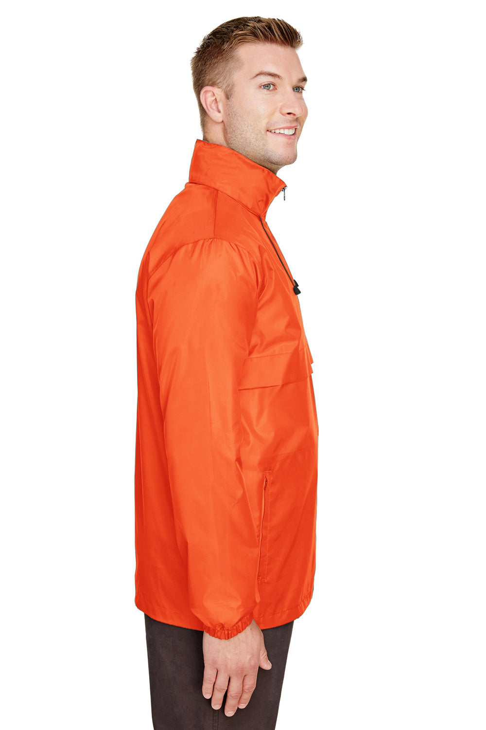 Team 365 TT73 Mens Zone Protect Water Resistant Full Zip Hooded Jacket Orange Model Side