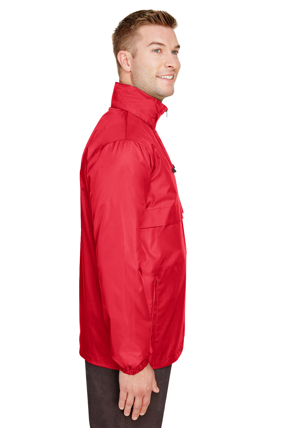 Team 365 TT73 Mens Zone Protect Water Resistant Full Zip Hooded Jacket Red Model Side