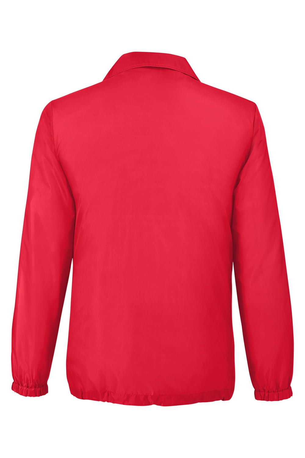 Team 365 TT75 Mens Zone Protect Water Resistant Snap Down Coaches Jacket Red Flat Back