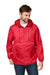 Team 365 TT77 Mens Zone Protect Water Resistant Hooded Packable Hooded 1/4 Zip Anorak Jacket Red Model Front