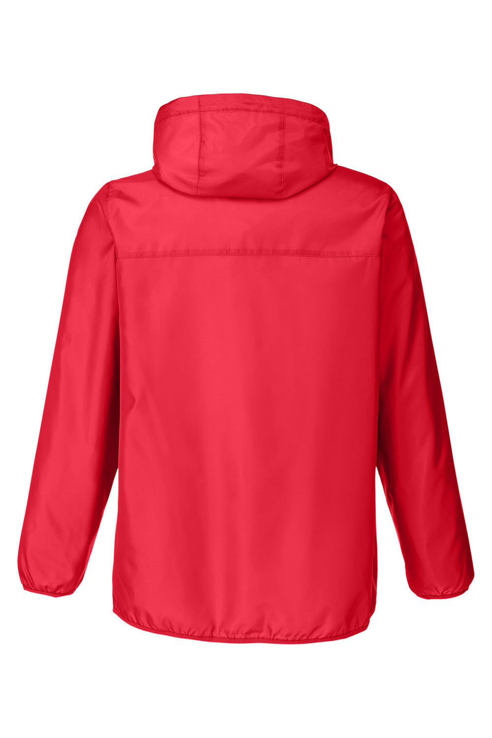 Team 365 TT77 Mens Zone Protect Water Resistant Hooded Packable Hooded 1/4 Zip Anorak Jacket Red Flat Back