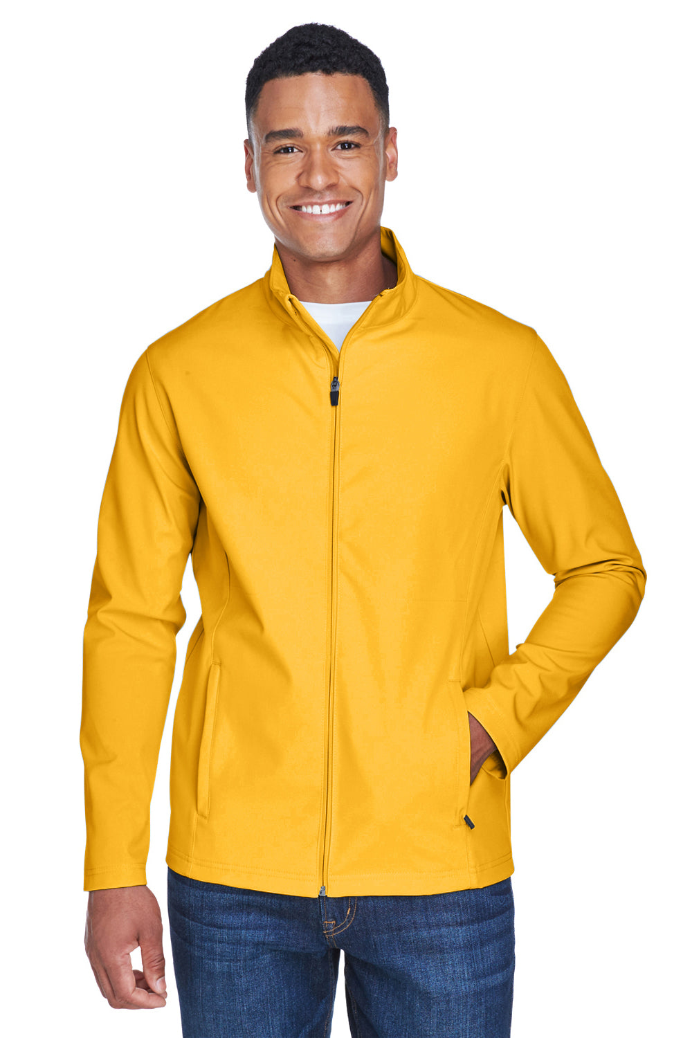 Team 365 TT80 Mens Leader Windproof & Waterproof Full Zip Jacket Athletic Gold Model Front