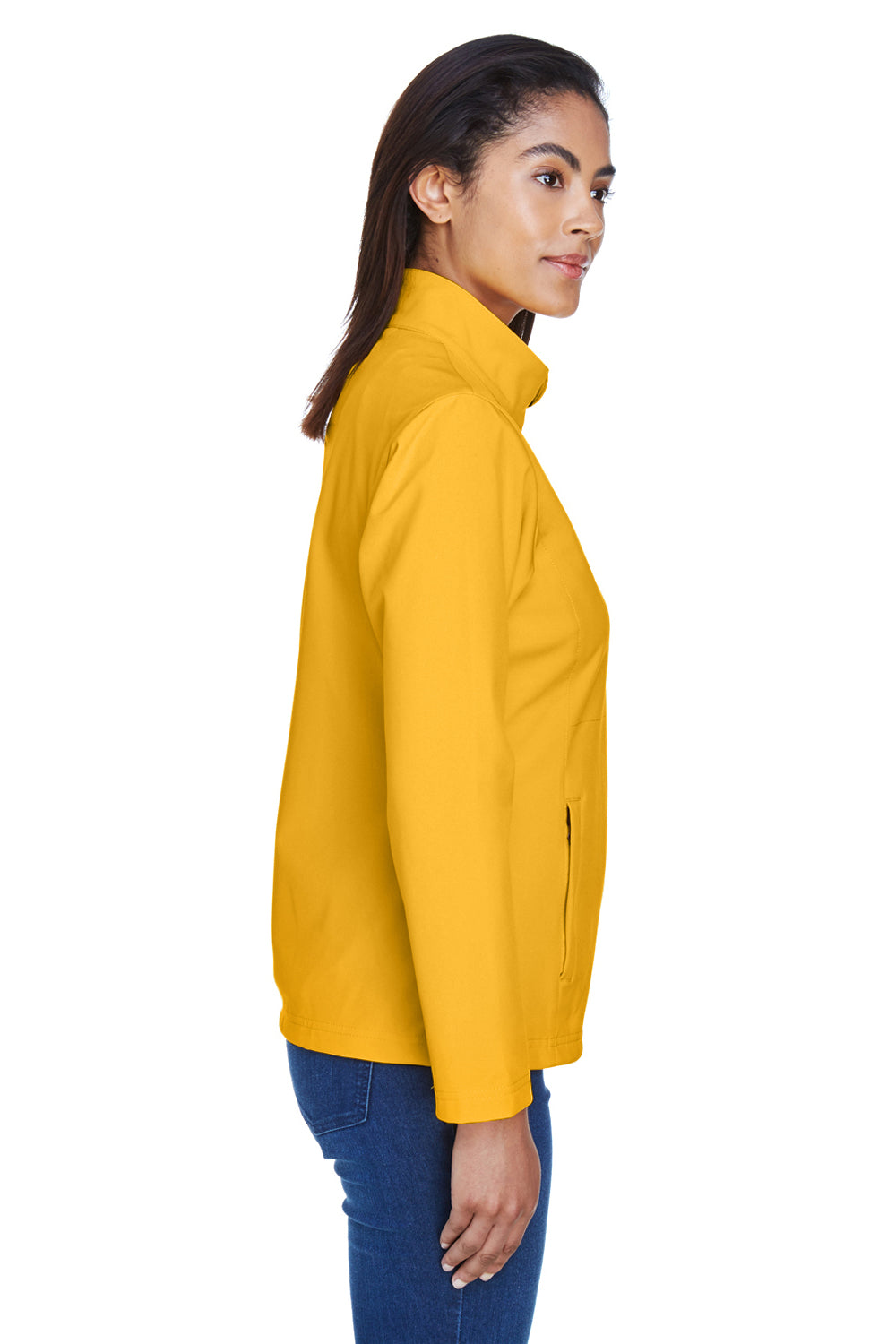 Team 365 TT80W Womens Leader Windproof & Waterproof Full Zip Jacket Athletic Gold Model Side