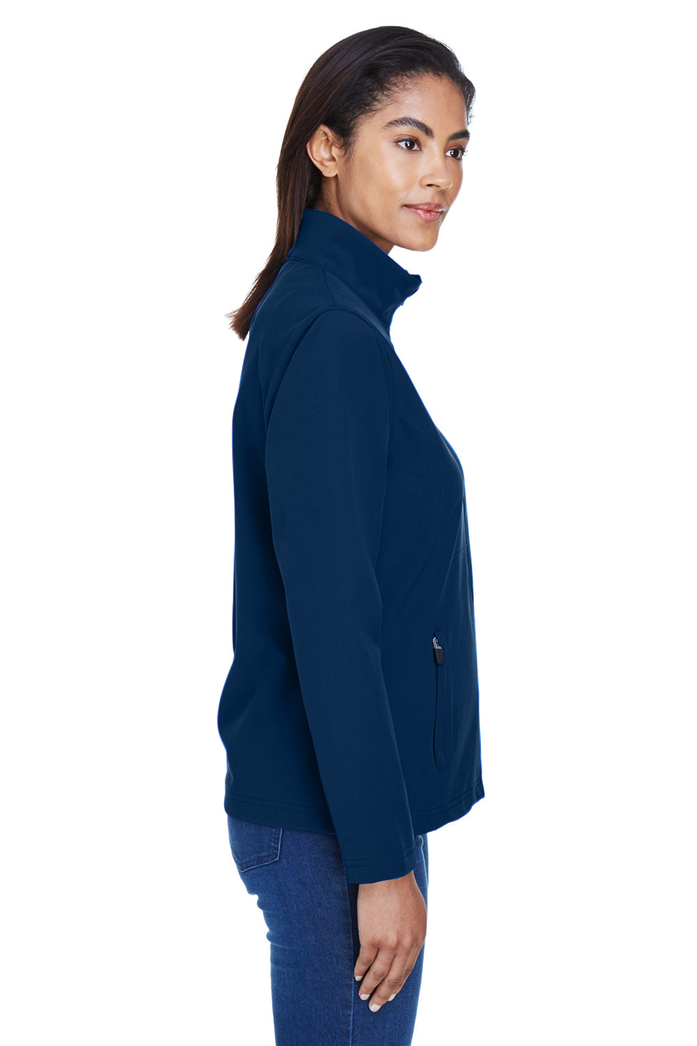 Team 365 TT80W Womens Leader Windproof & Waterproof Full Zip Jacket Dark Navy Blue Model Side