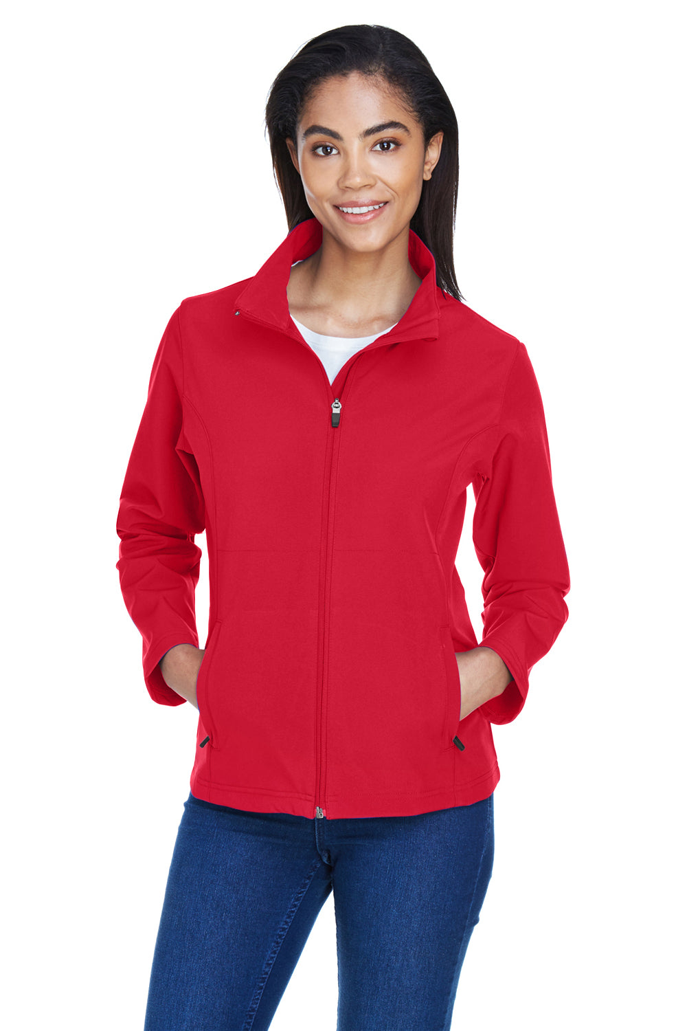 Team 365 TT80W Womens Leader Windproof & Waterproof Full Zip Jacket Red Model Front
