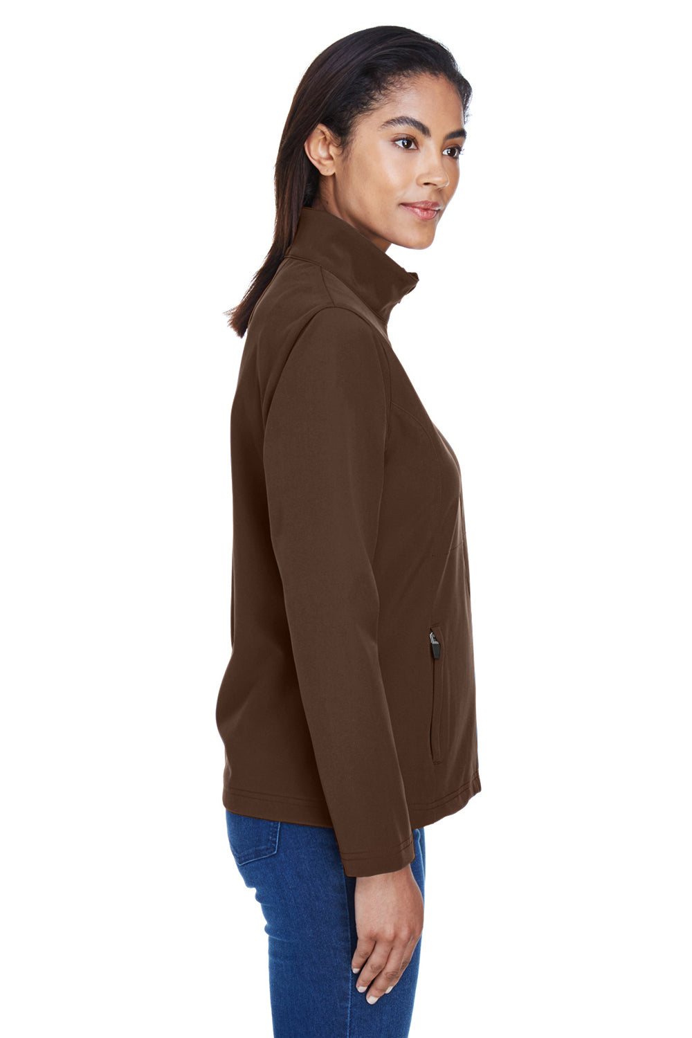 Team 365 TT80W Womens Leader Windproof & Waterproof Full Zip Jacket Dark Brown Model Side