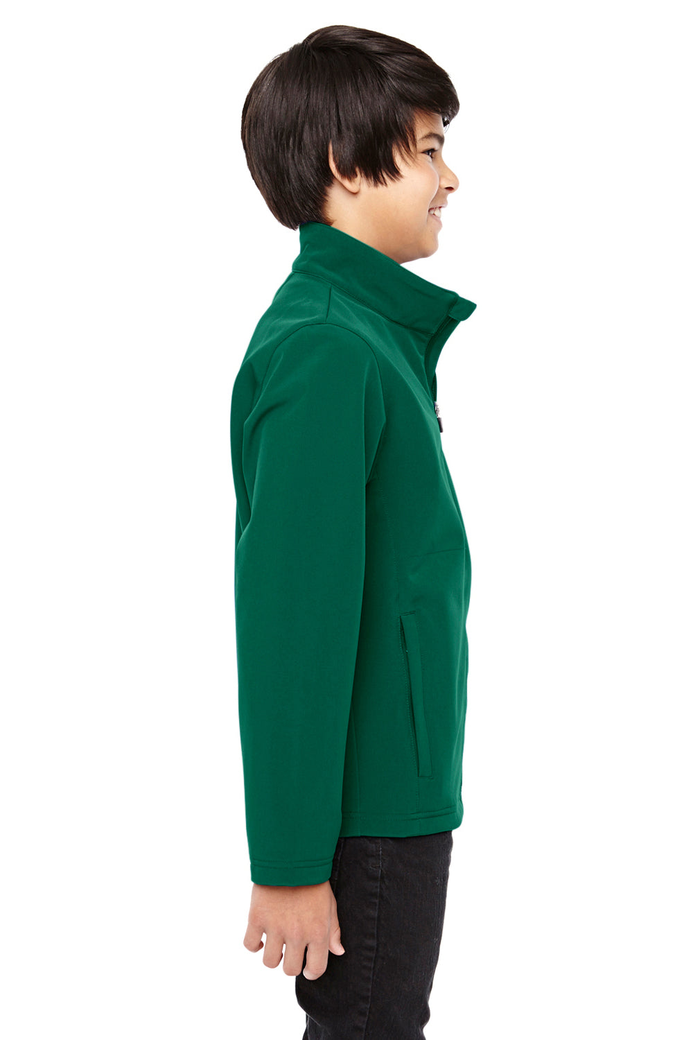 Team 365 TT80Y Youth Leader Windproof & Waterproof Full Zip Jacket Forest Green Model Side
