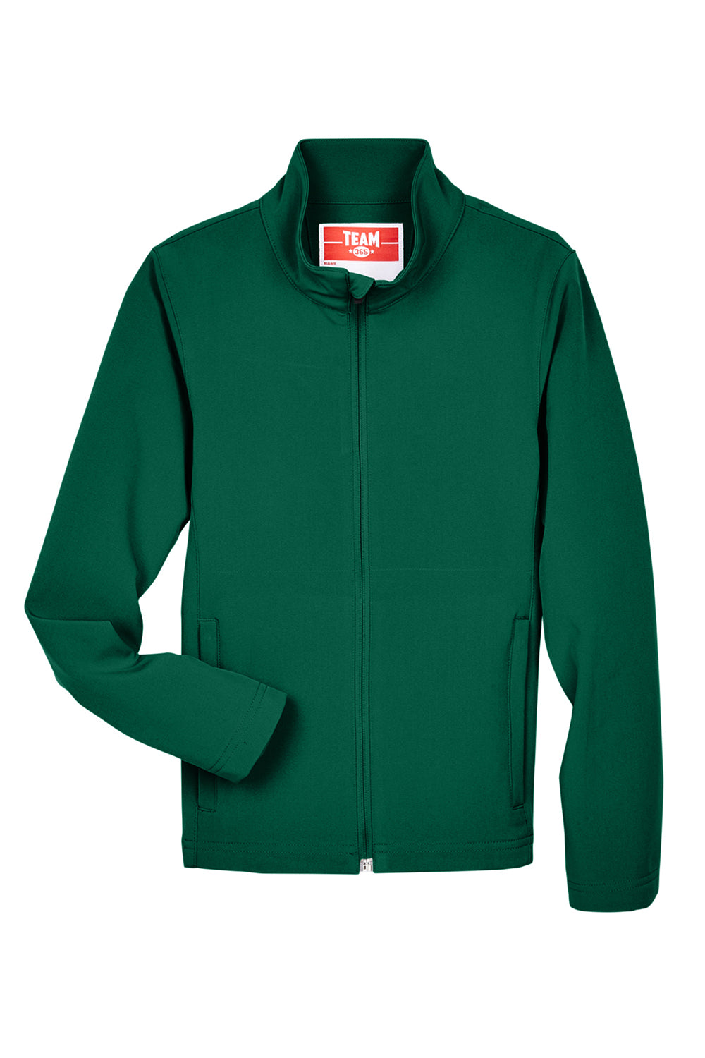 Team 365 TT80Y Youth Leader Windproof & Waterproof Full Zip Jacket Forest Green Flat Front