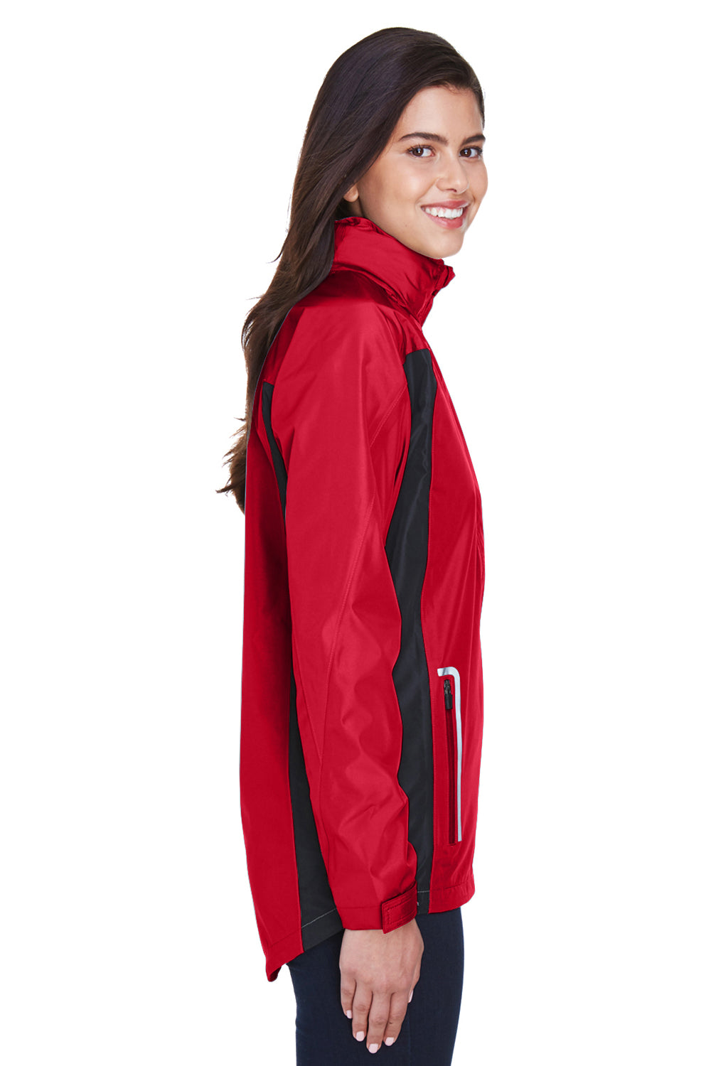Team 365 TT86W Womens Dominator Waterproof Full Zip Hooded Jacket Red Model Side
