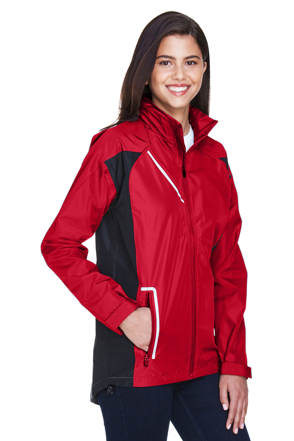 Team 365 TT86W Womens Dominator Waterproof Full Zip Hooded Jacket Red Model 3q
