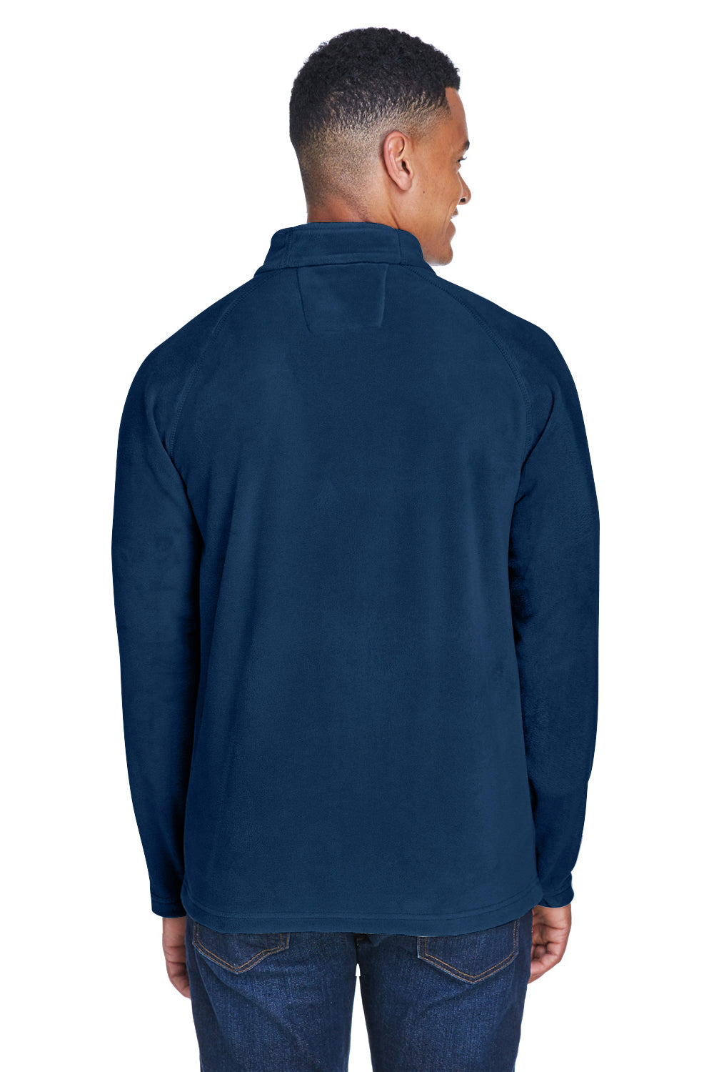 Team 365 TT90 Mens Campus Pill Resistant Microfleece Full Zip Jacket Dark Navy Blue Model Back
