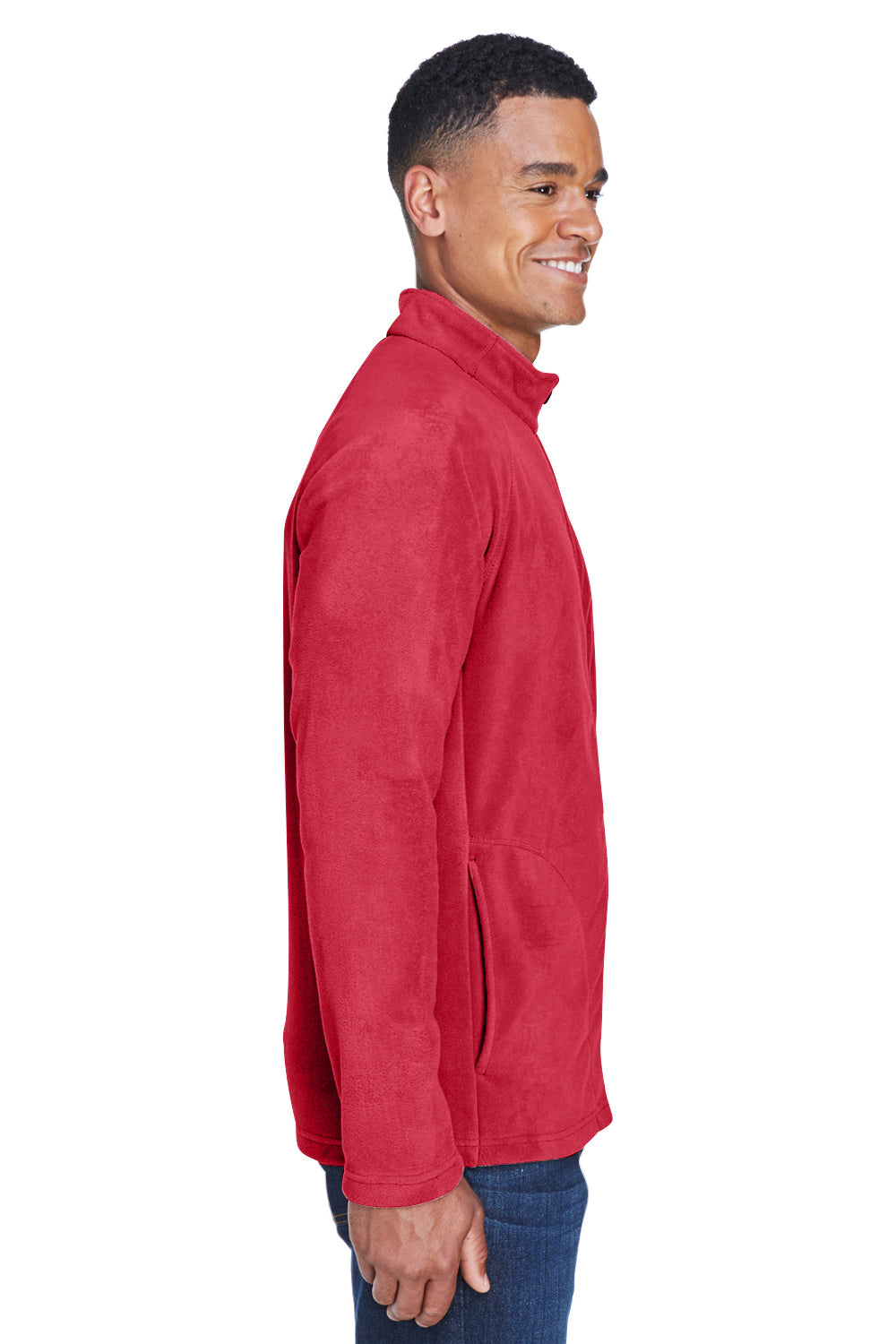 Team 365 TT90 Mens Campus Pill Resistant Microfleece Full Zip Jacket Red Model Side