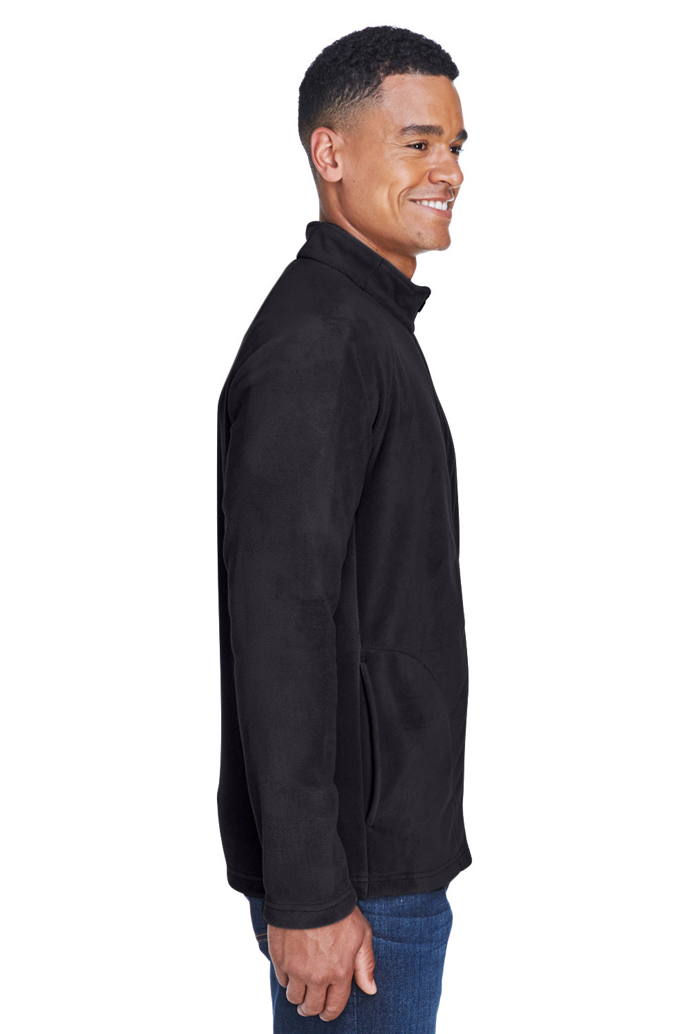 Team 365 TT90 Mens Campus Pill Resistant Microfleece Full Zip Jacket Black Model Side