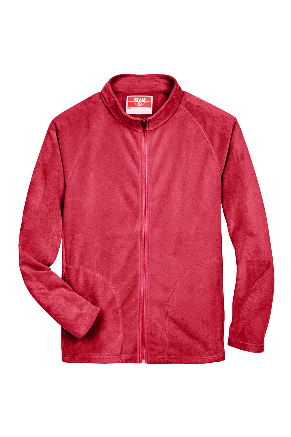 Team 365 TT90 Mens Campus Pill Resistant Microfleece Full Zip Jacket Red Flat Front