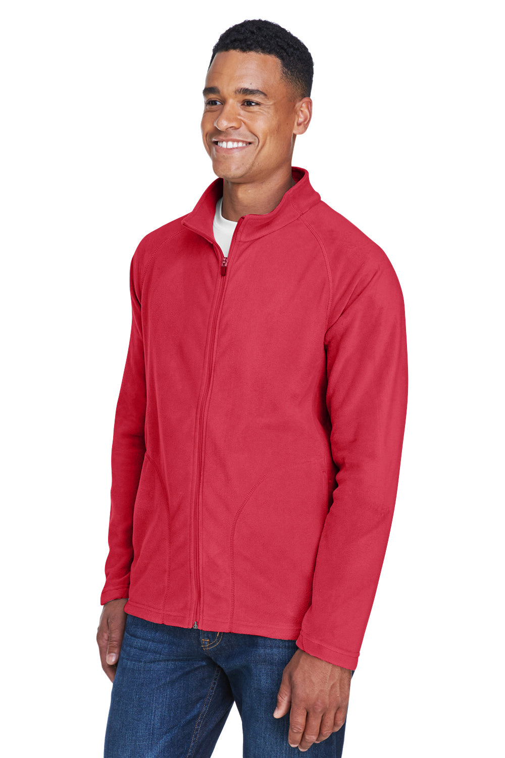 Team 365 TT90 Mens Campus Pill Resistant Microfleece Full Zip Jacket Red Model 3q