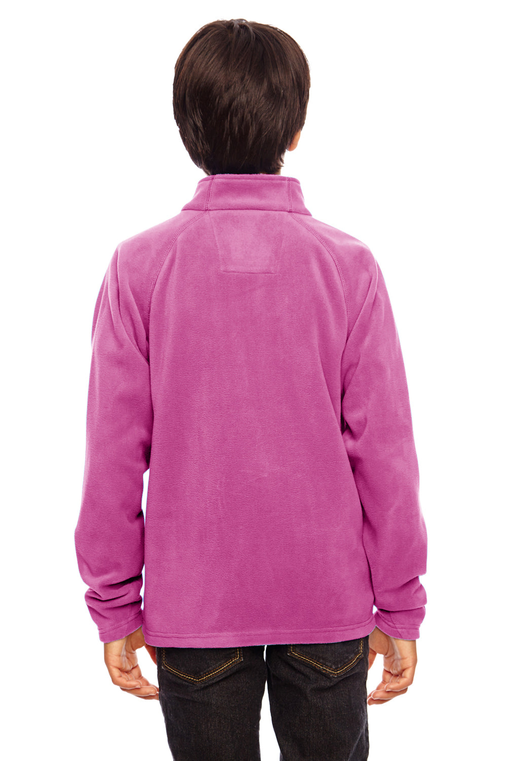 Team 365 TT90Y Youth Campus Pill Resistant Microfleece Full Zip Jacket Charity Pink Model Back