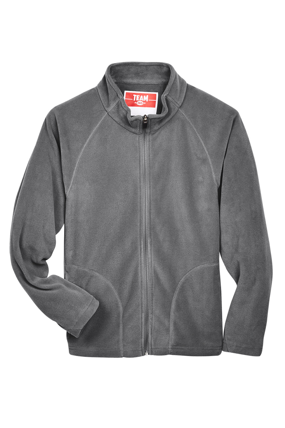 Team 365 TT90Y Youth Campus Pill Resistant Microfleece Full Zip Jacket Graphite Grey Flat Front