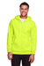 Team 365 TT95 Mens Zone HydroSport Fleece Water Resistant Full Zip Hooded Sweatshirt Hoodie w/ Pockets Safety Yellow Model Front