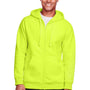 Team 365 Mens Zone HydroSport Fleece Water Resistant Full Zip Hooded Sweatshirt Hoodie w/ Pockets - Safety Yellow