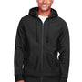 Team 365 Mens Zone HydroSport Fleece Water Resistant Full Zip Hooded Sweatshirt Hoodie w/ Pockets - Black