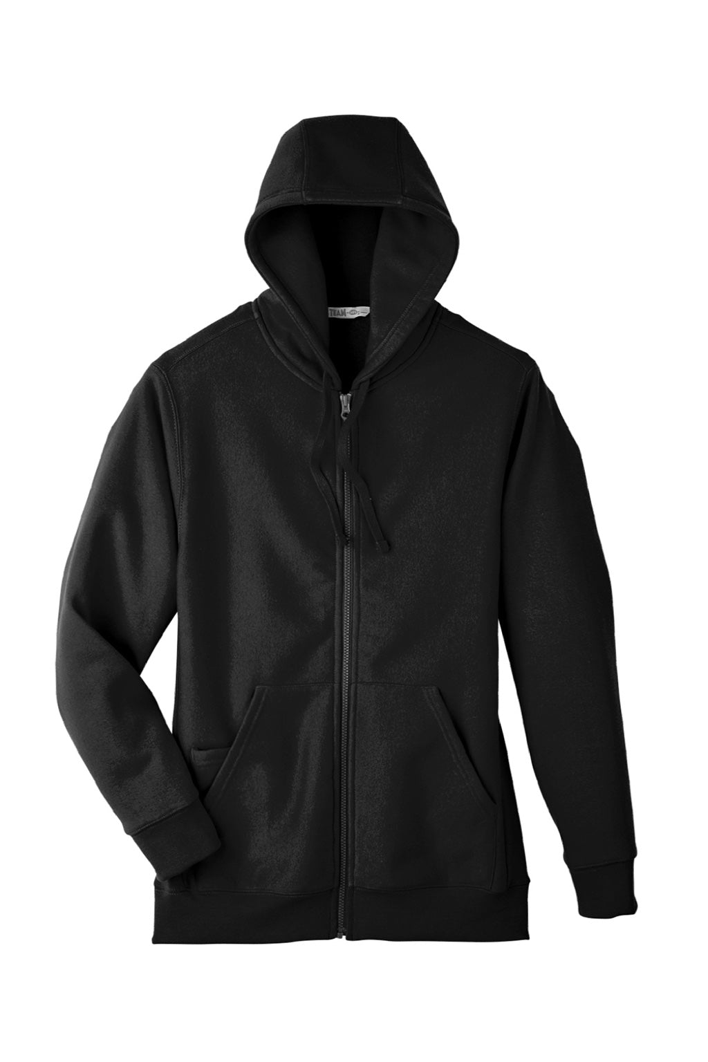 Team 365 TT95 Mens Zone HydroSport Fleece Water Resistant Full Zip Hooded Sweatshirt Hoodie w/ Pockets Black Flat Front