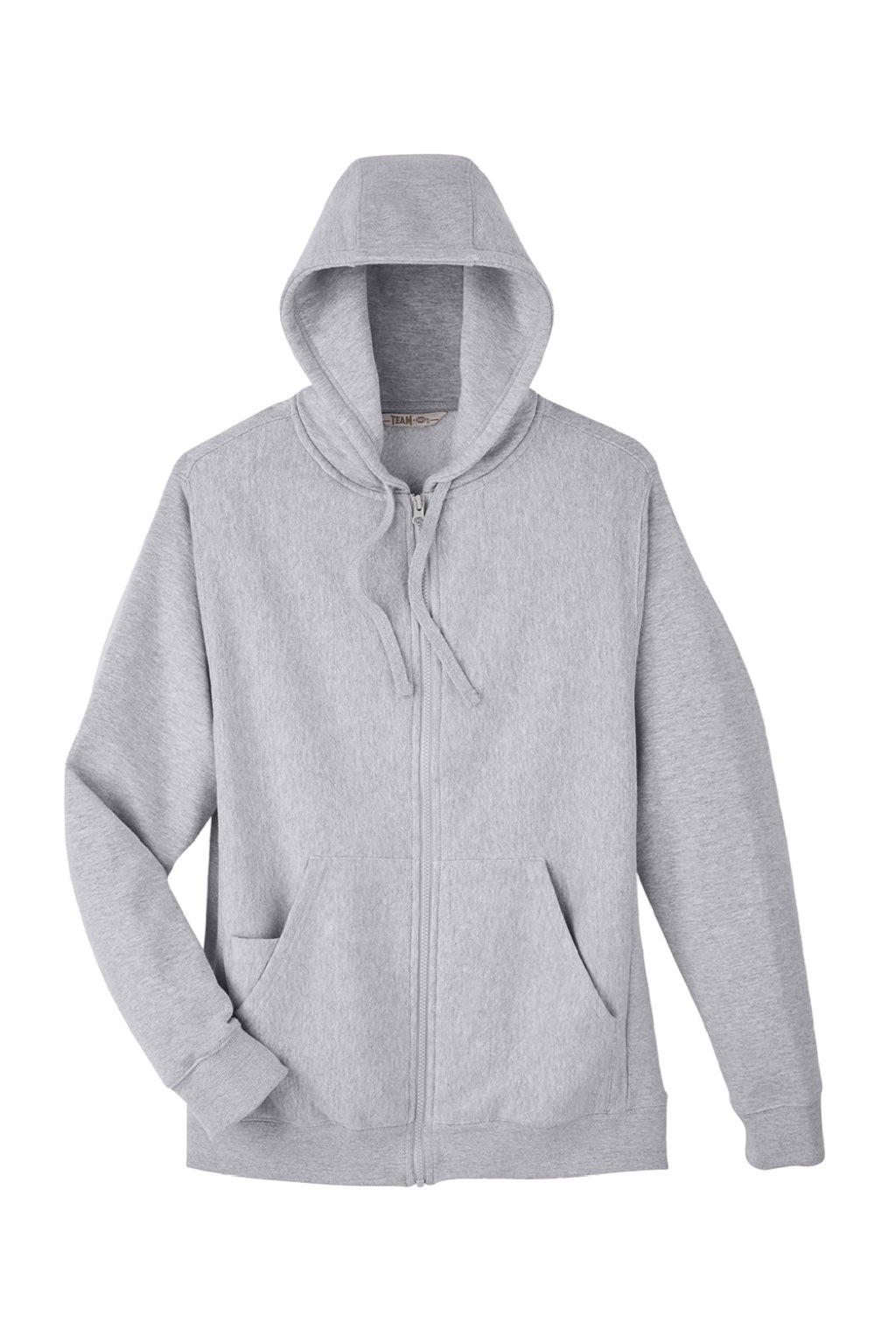 Team 365 TT95 Mens Zone HydroSport Fleece Water Resistant Full Zip Hooded Sweatshirt Hoodie w/ Pockets Heather Grey Flat Front