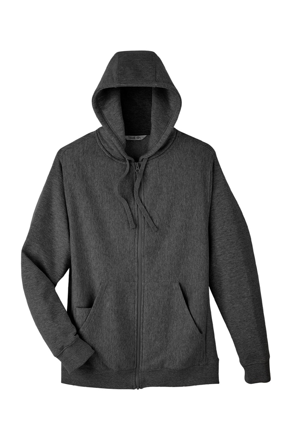 Team 365 TT95 Mens Zone HydroSport Fleece Water Resistant Full Zip Hooded Sweatshirt Hoodie w/ Pockets Heather Dark Grey Flat Front