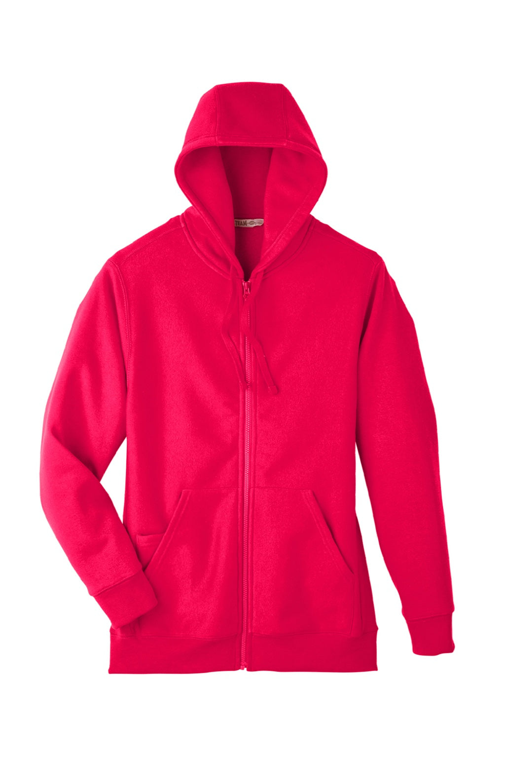 Team 365 TT95 Mens Zone HydroSport Fleece Water Resistant Full Zip Hooded Sweatshirt Hoodie w/ Pockets Red Flat Front