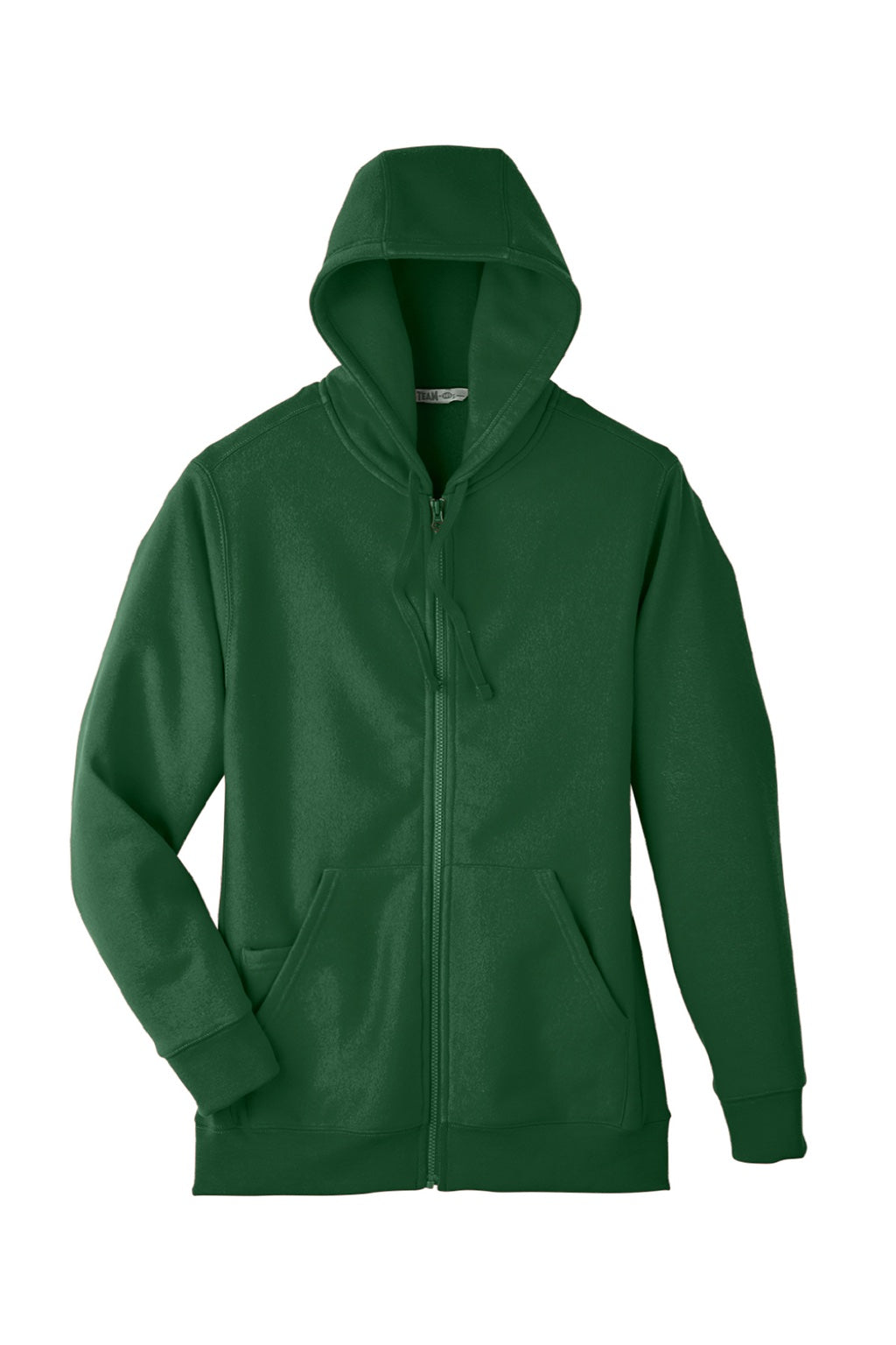 Team 365 TT95 Mens Zone HydroSport Fleece Water Resistant Full Zip Hooded Sweatshirt Hoodie w/ Pockets Dark Green Flat Front