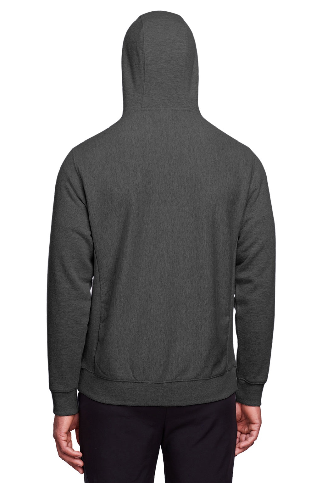Team 365 TT95 Mens Zone HydroSport Fleece Water Resistant Full Zip Hooded Sweatshirt Hoodie w/ Pockets Heather Dark Grey Model Back