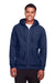 Team 365 TT95 Mens Zone HydroSport Fleece Water Resistant Full Zip Hooded Sweatshirt Hoodie w/ Pockets Dark Navy Blue Model Front