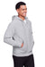 Team 365 TT95 Mens Zone HydroSport Fleece Water Resistant Full Zip Hooded Sweatshirt Hoodie w/ Pockets Heather Grey Model 3q