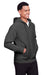 Team 365 TT95 Mens Zone HydroSport Fleece Water Resistant Full Zip Hooded Sweatshirt Hoodie w/ Pockets Heather Dark Grey Model 3q