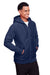 Team 365 TT95 Mens Zone HydroSport Fleece Water Resistant Full Zip Hooded Sweatshirt Hoodie w/ Pockets Dark Navy Blue Model 3q