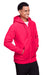 Team 365 TT95 Mens Zone HydroSport Fleece Water Resistant Full Zip Hooded Sweatshirt Hoodie w/ Pockets Red Model 3q
