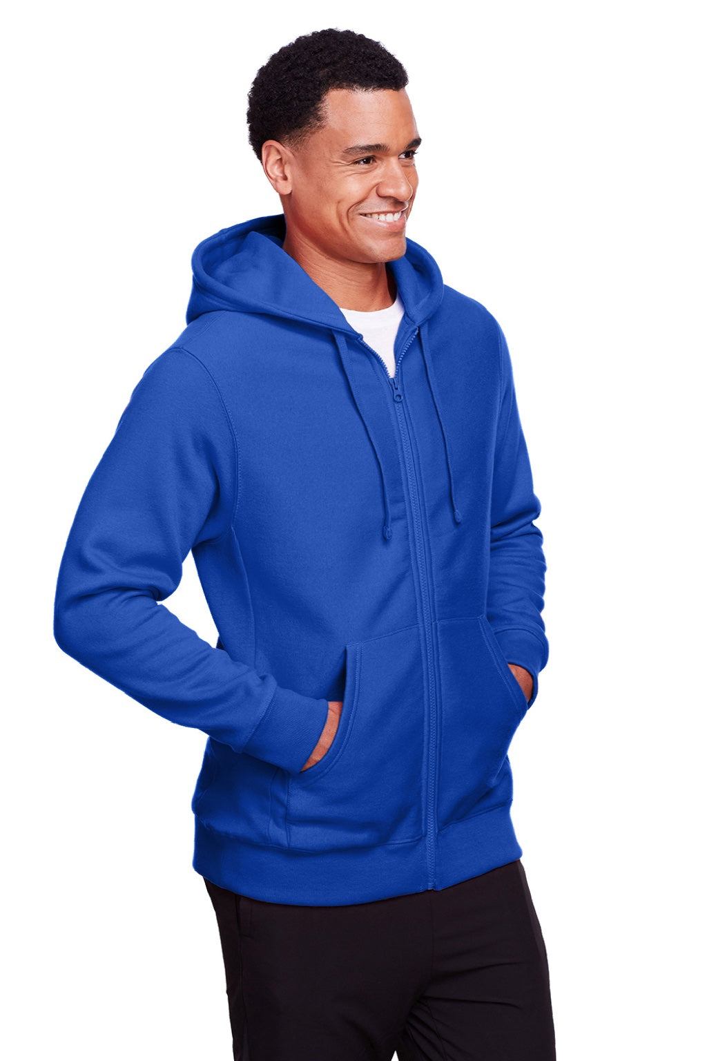 Team 365 TT95 Mens Zone HydroSport Fleece Water Resistant Full Zip Hooded Sweatshirt Hoodie w/ Pockets Royal Blue Model 3q