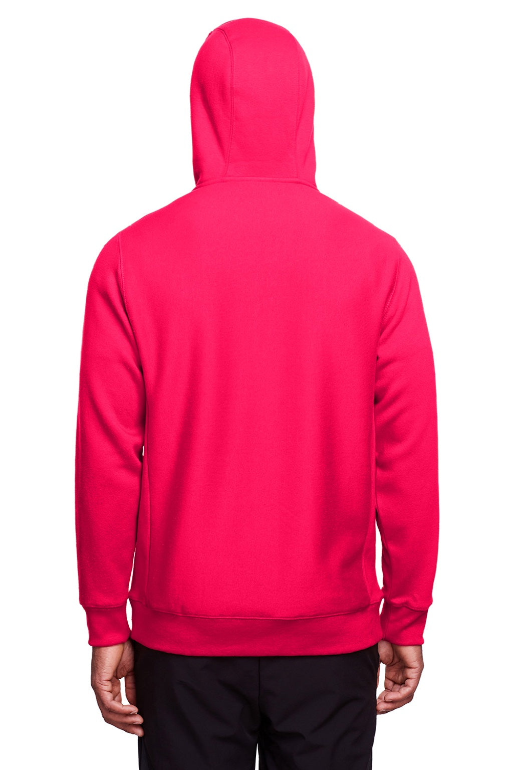 Team 365 TT95 Mens Zone HydroSport Fleece Water Resistant Full Zip Hooded Sweatshirt Hoodie w/ Pockets Red Model Back