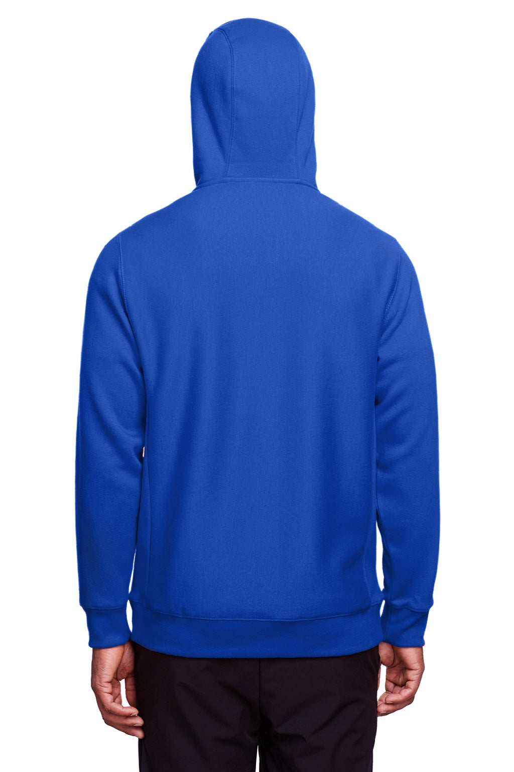 Team 365 TT95 Mens Zone HydroSport Fleece Water Resistant Full Zip Hooded Sweatshirt Hoodie w/ Pockets Royal Blue Model Back