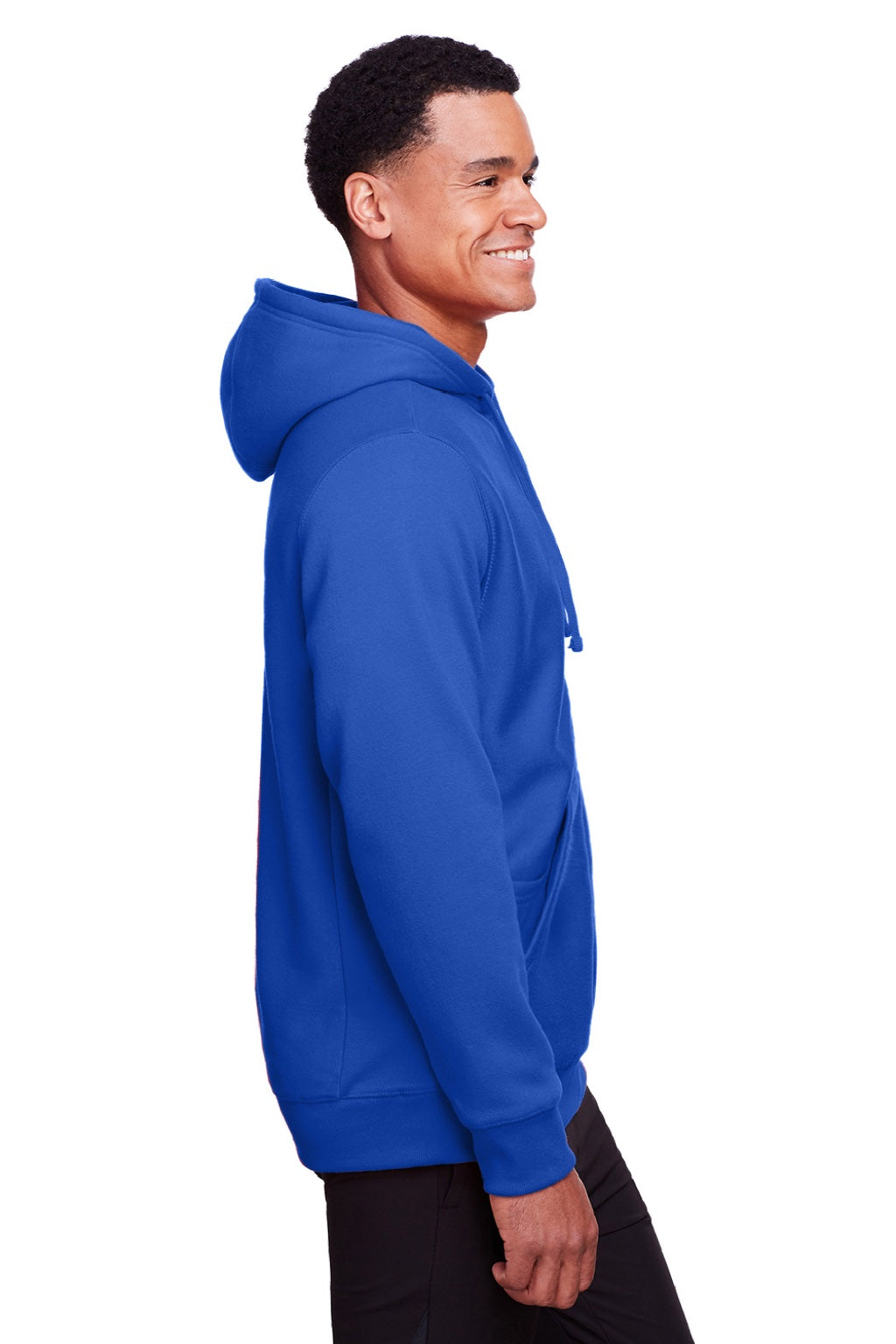 Team 365 TT95 Mens Zone HydroSport Fleece Water Resistant Full Zip Hooded Sweatshirt Hoodie w/ Pockets Royal Blue Model Side