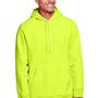 Team 365 Mens Zone HydroSport Fleece Water Resistant Hooded Sweatshirt Hoodie w/ Pouch Pocket - Safety Yellow