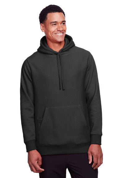 Team 365 TT96 Mens Zone HydroSport Fleece Water Resistant Hooded Sweatshirt Hoodie w/ Pouch Pocket Black Model Front