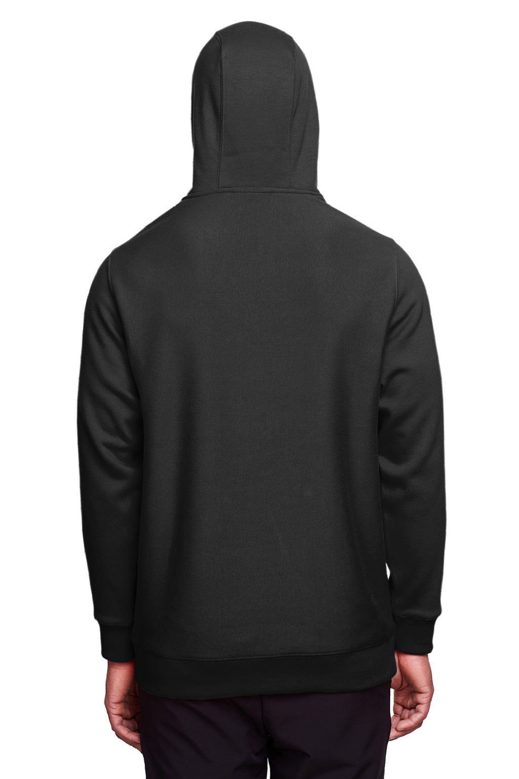 Team 365 TT96 Mens Zone HydroSport Fleece Water Resistant Hooded Sweatshirt Hoodie w/ Pouch Pocket Black Model Back