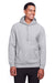 Team 365 TT96 Mens Zone HydroSport Fleece Water Resistant Hooded Sweatshirt Hoodie w/ Pouch Pocket Heather Grey Model Front