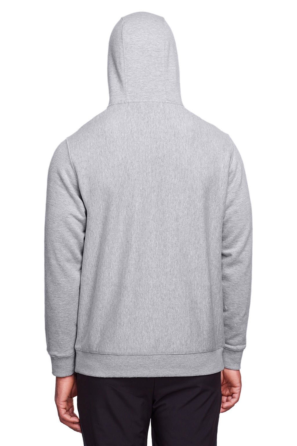 Team 365 TT96 Mens Zone HydroSport Fleece Water Resistant Hooded Sweatshirt Hoodie w/ Pouch Pocket Heather Grey Model Back