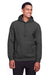 Team 365 TT96 Mens Zone HydroSport Fleece Water Resistant Hooded Sweatshirt Hoodie w/ Pouch Pocket Heather Dark Grey Model Front