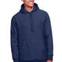 Team 365 Mens Zone HydroSport Fleece Water Resistant Hooded Sweatshirt Hoodie w/ Pouch Pocket - Dark Navy Blue
