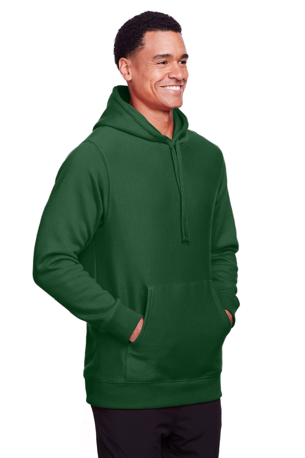 Team 365 TT96 Mens Zone HydroSport Fleece Water Resistant Hooded Sweatshirt Hoodie w/ Pouch Pocket Dark Green Model 3q