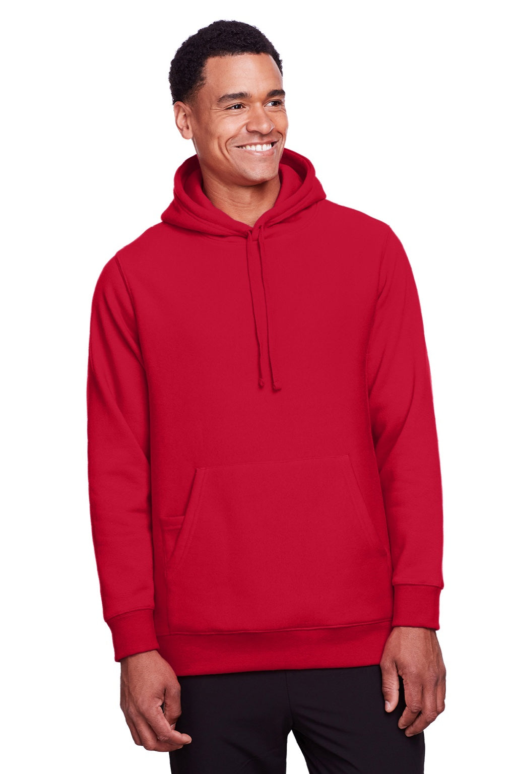 Team 365 TT96 Mens Zone HydroSport Fleece Water Resistant Hooded Sweatshirt Hoodie w/ Pouch Pocket Red Model Front
